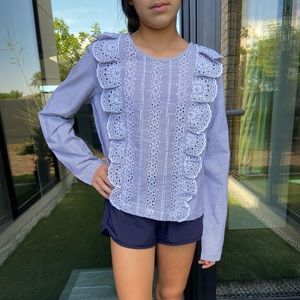 Blue long sleeve design top